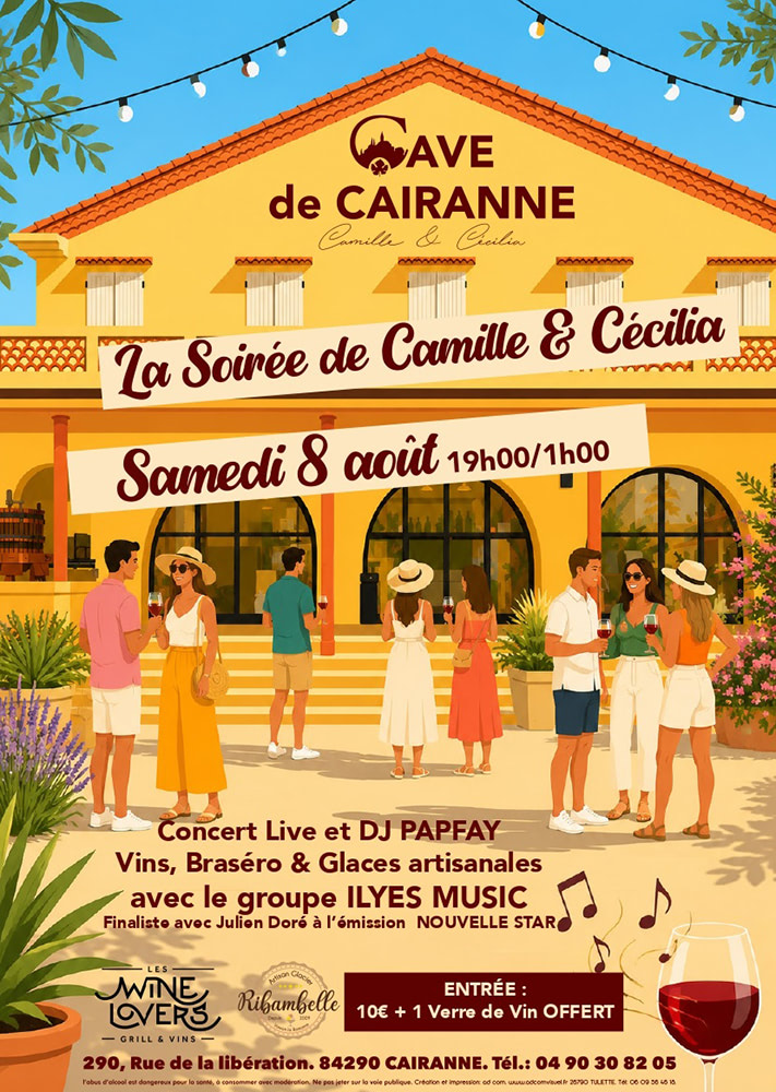 La Soirée de Camille & Cécilia revient le 8 août 2026 à la Cave de Cairanne !